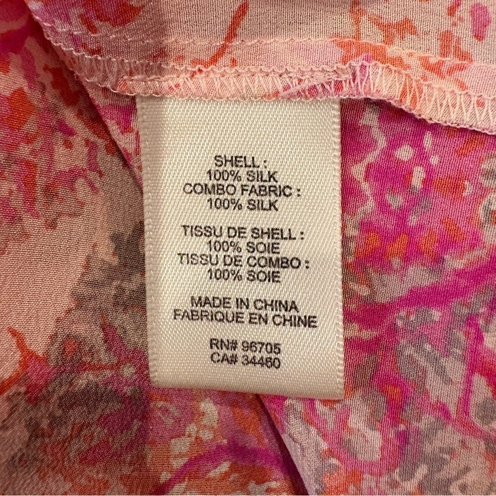 Rebecca Taylor Pink Floral Silk Blouse Size 8 - Picture 5 of 7